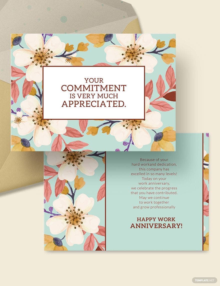 Work Anniversary Card Template Download In Word Illustrator PSD Apple Pages Publisher 