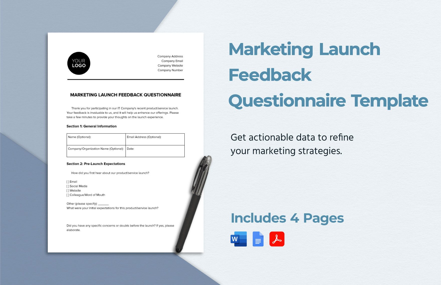 Marketing Launch Feedback Questionnaire Template in Word, Google Docs, PDF