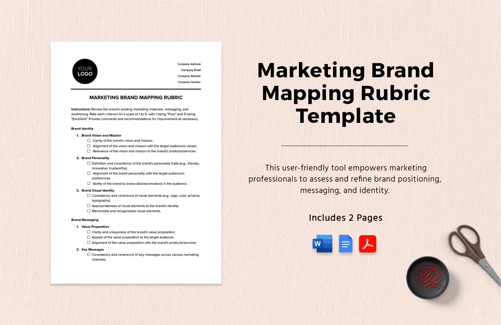 Marketing Brand Mapping Rubric Template in Word, Google Docs, PDF