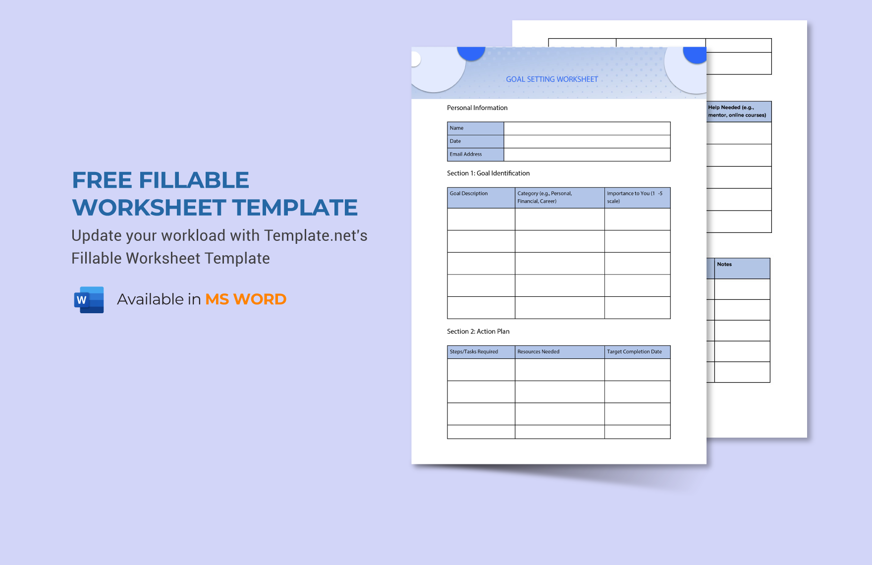 Free Fillable Worksheet Template in Word