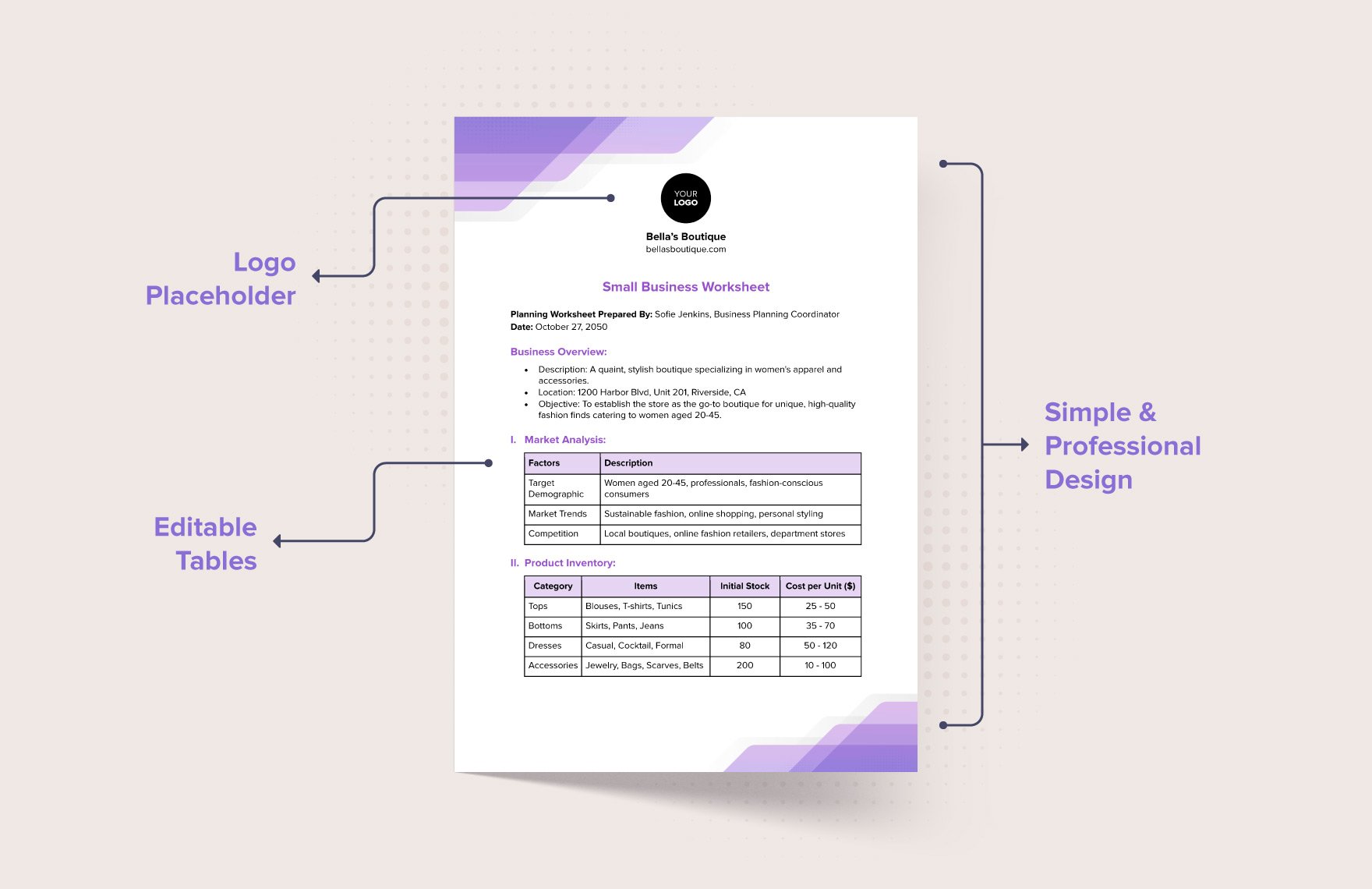 Small Business Worksheet Template