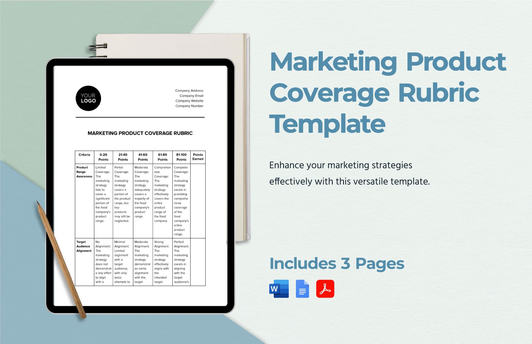 Marketing Product Coverage Rubric Template in Word, Google Docs, PDF