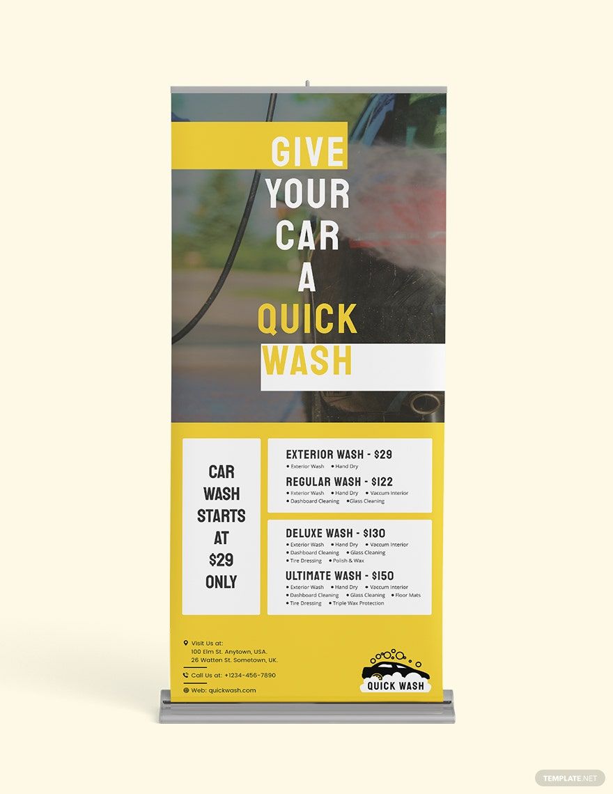 Car Wash Roll-Up Banner Template