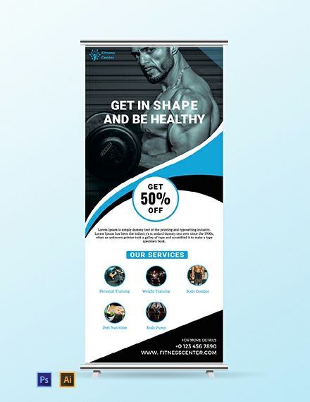 Fitness Roll up Banner Template