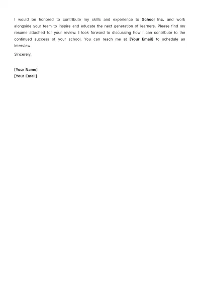 Free Elementary School Teacher Job Application Letter Template to Edit Online