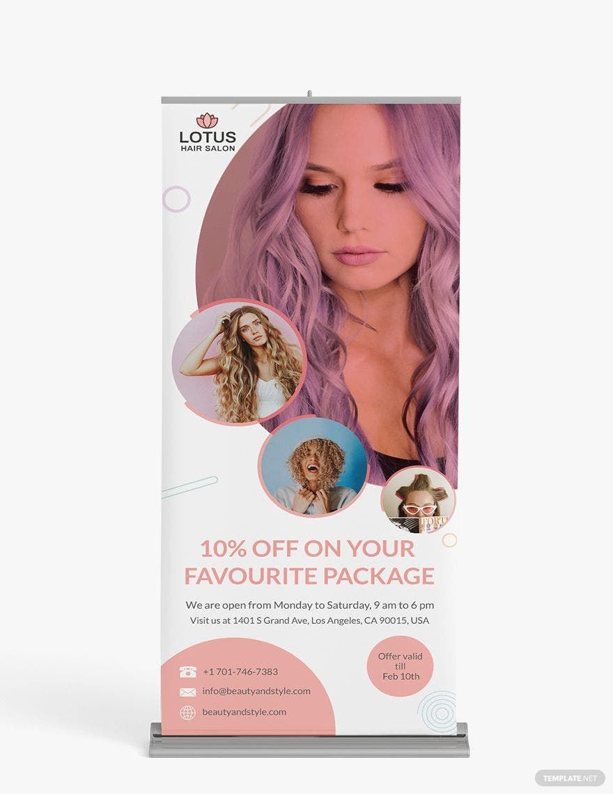 Hair Salon Roll-Up Banner Template - Illustrator, Apple Pages, PSD |  