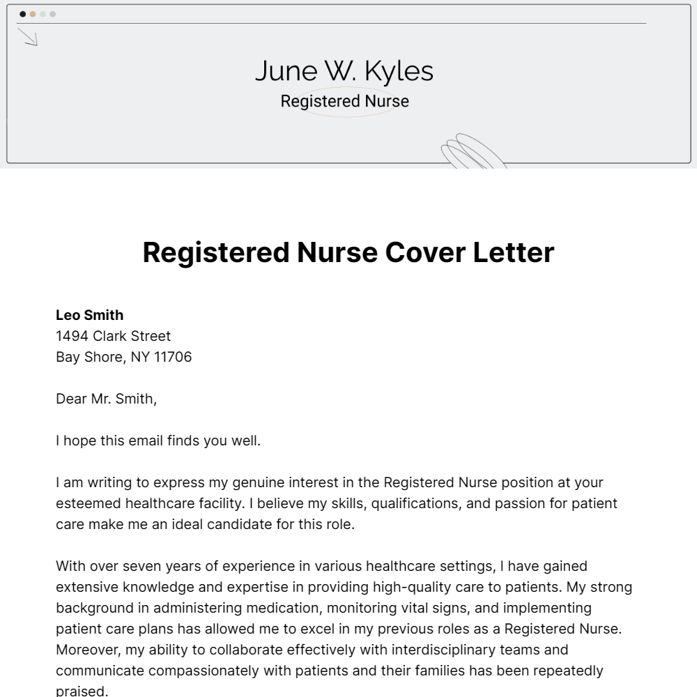 Registered Nurse Cover Letter  Template
