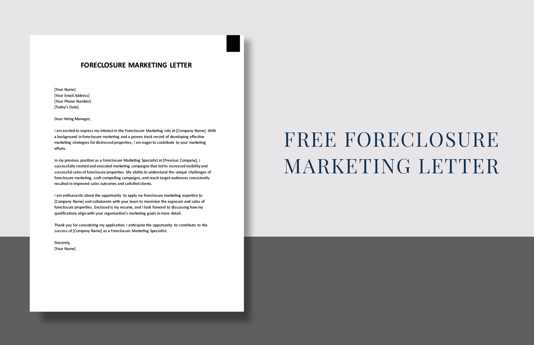 Foreclosure Marketing Letter