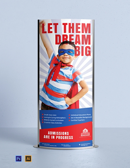 School Promotion Roll-Up Banner Template - Illustrator, PSD