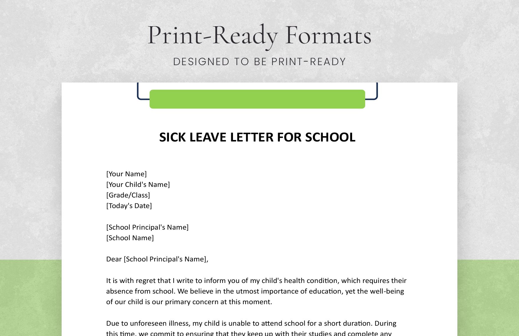 Sick Leave Letter For School