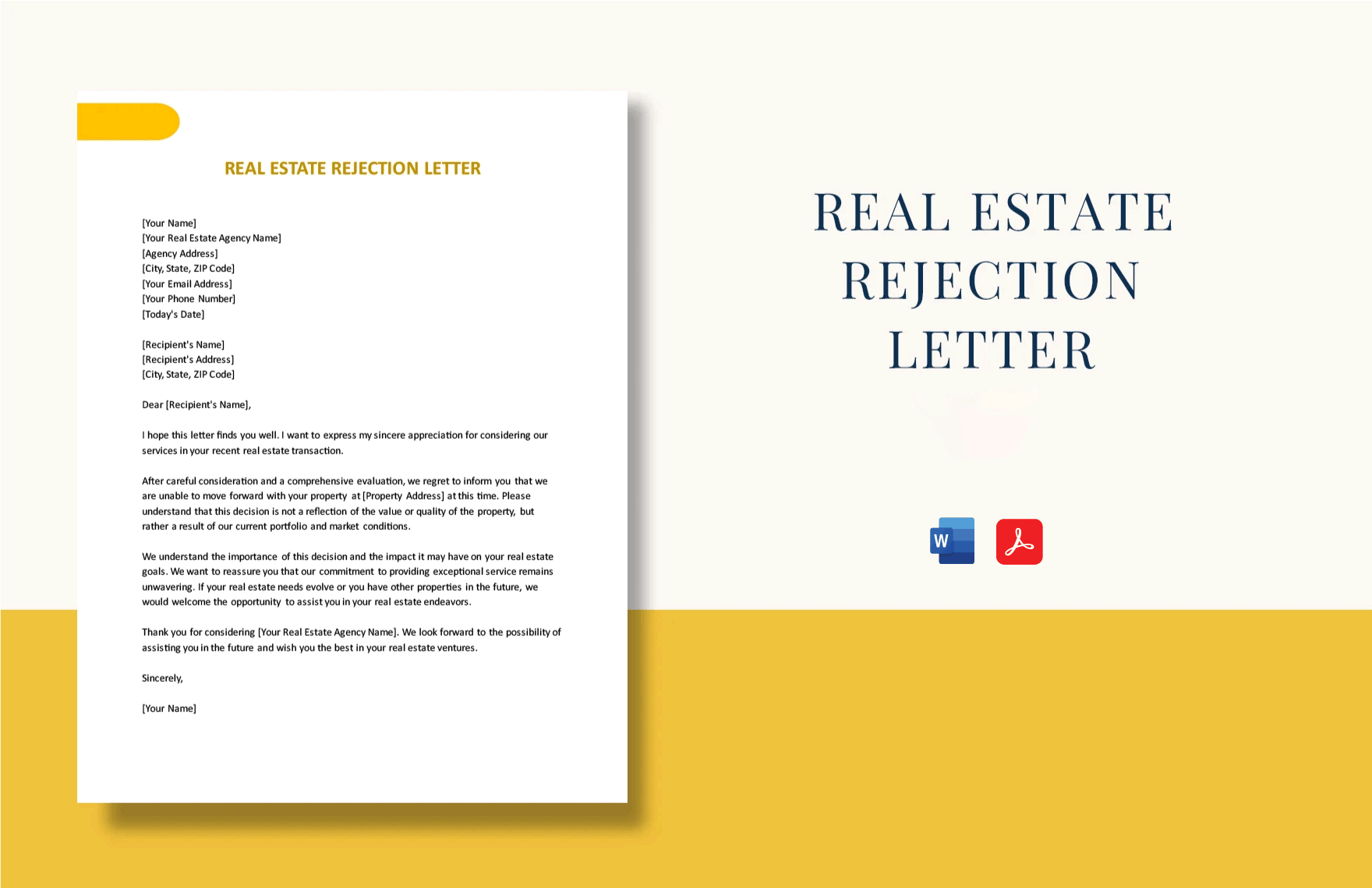 Real Estate Rejection Letter in Word, PDF