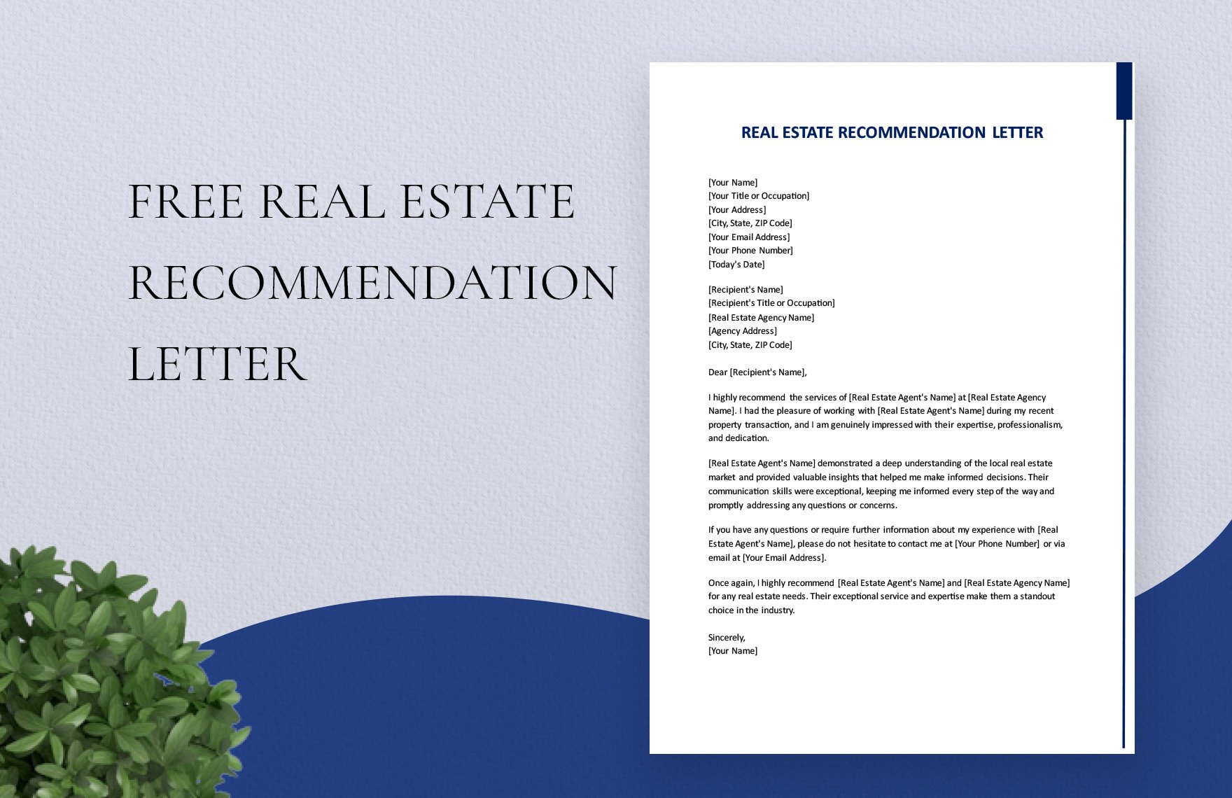 Real Estate Recommendation Letter