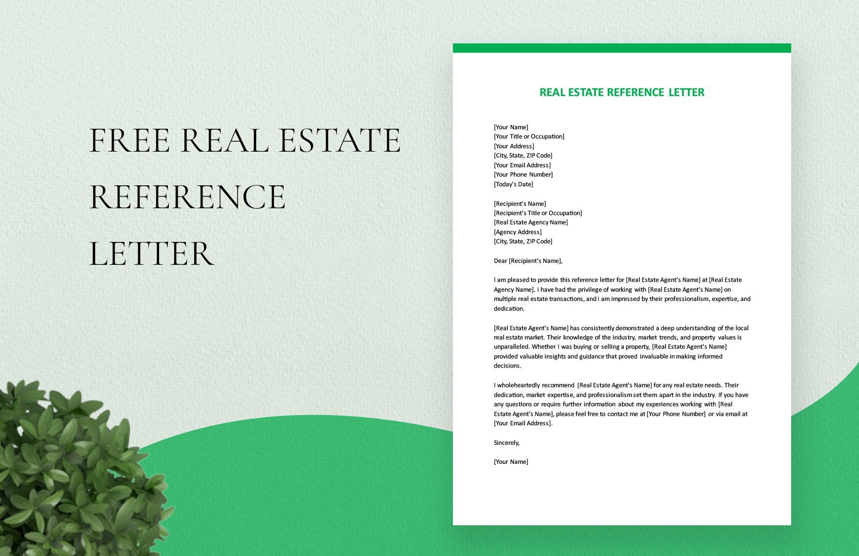 Real Estate Reference Letter