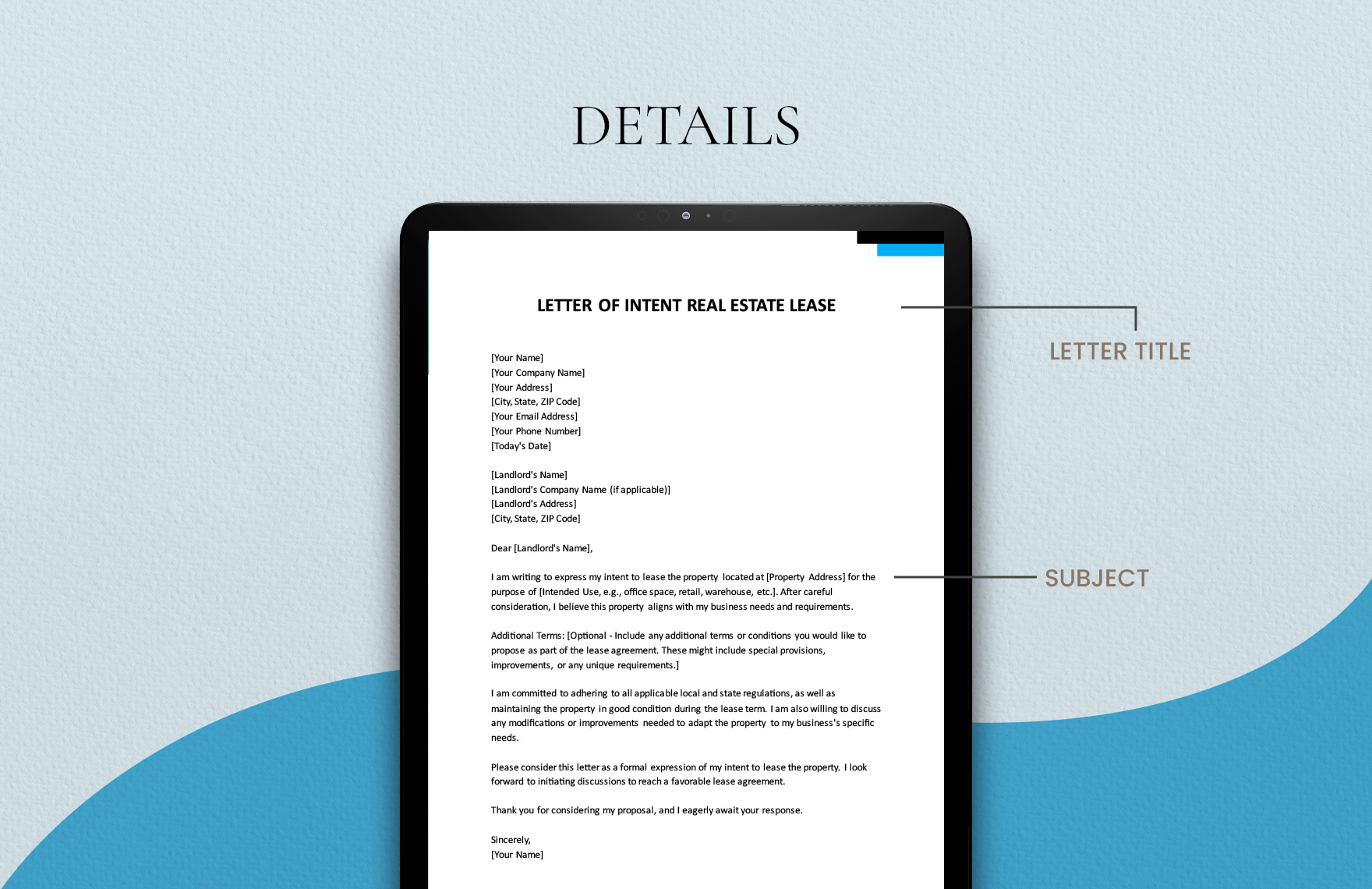 Letter Of Intent Real Estate Lease