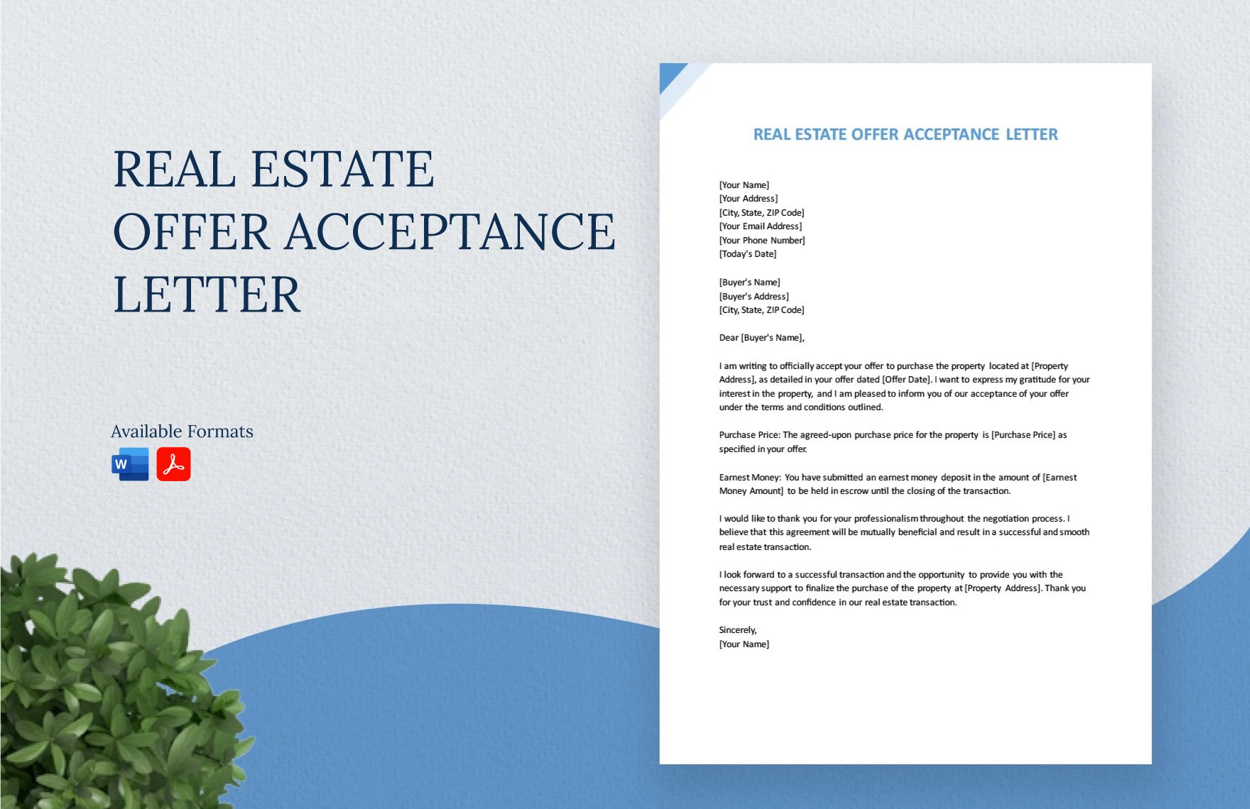 Real Estate Offer Acceptance Letter in Word, PDF