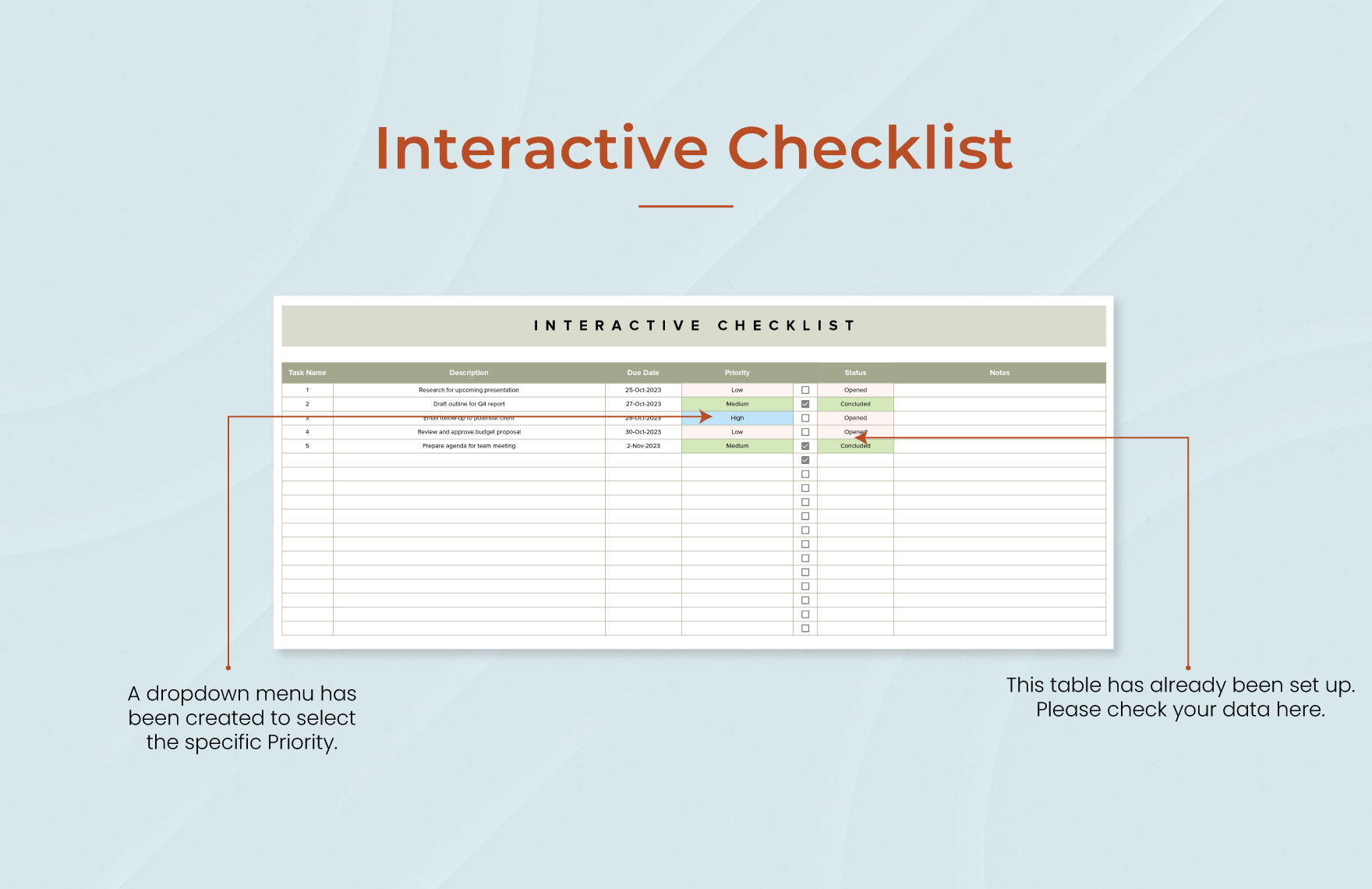 Interactive Checklist Template
