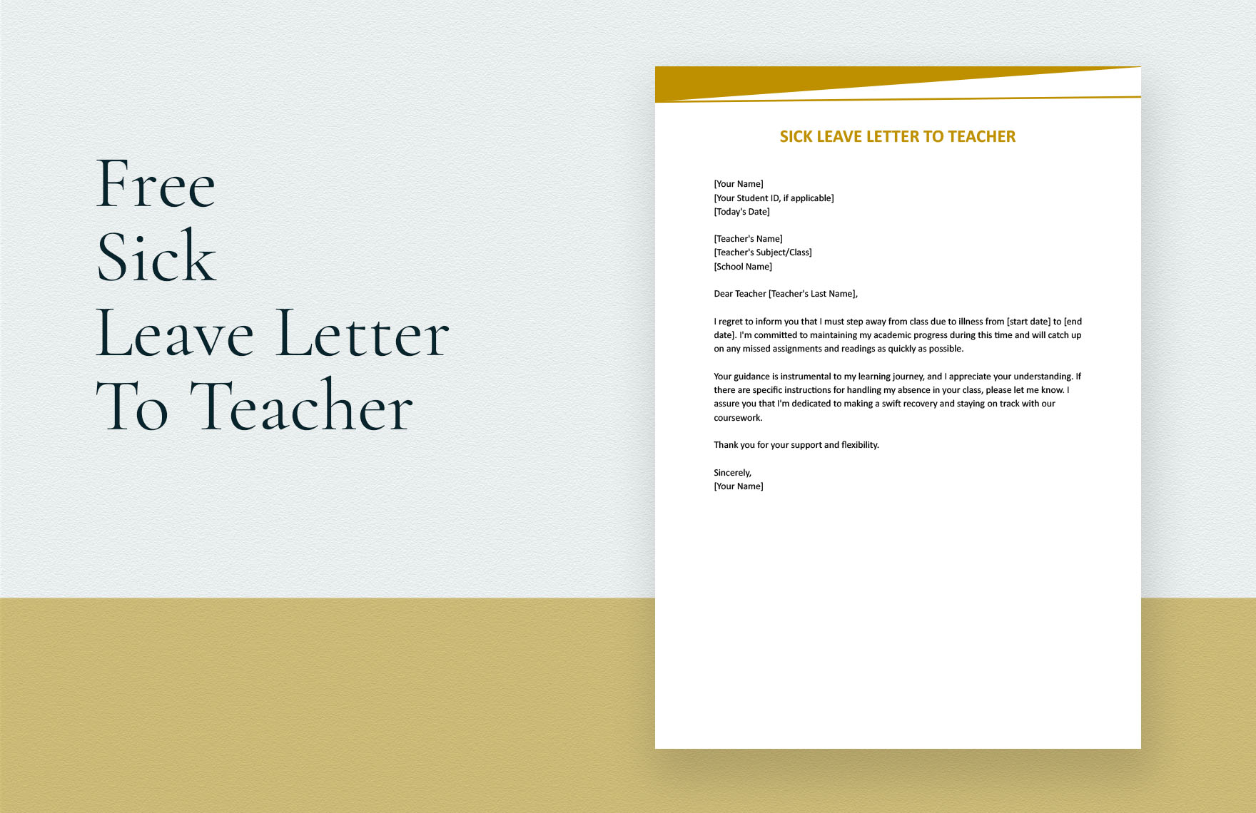 Sick Leave Letter To Teacher