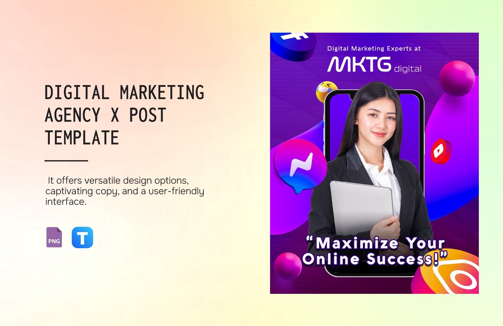 Digital Marketing Agency X Post Template in PNG
