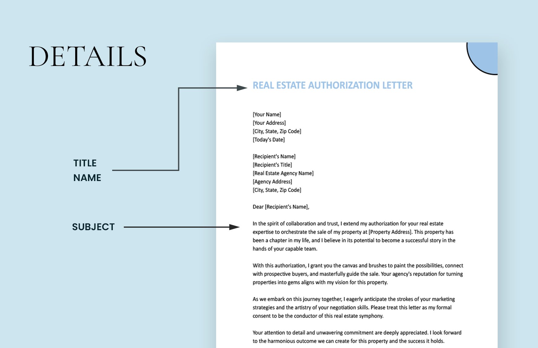Real Estate Authorization Letter