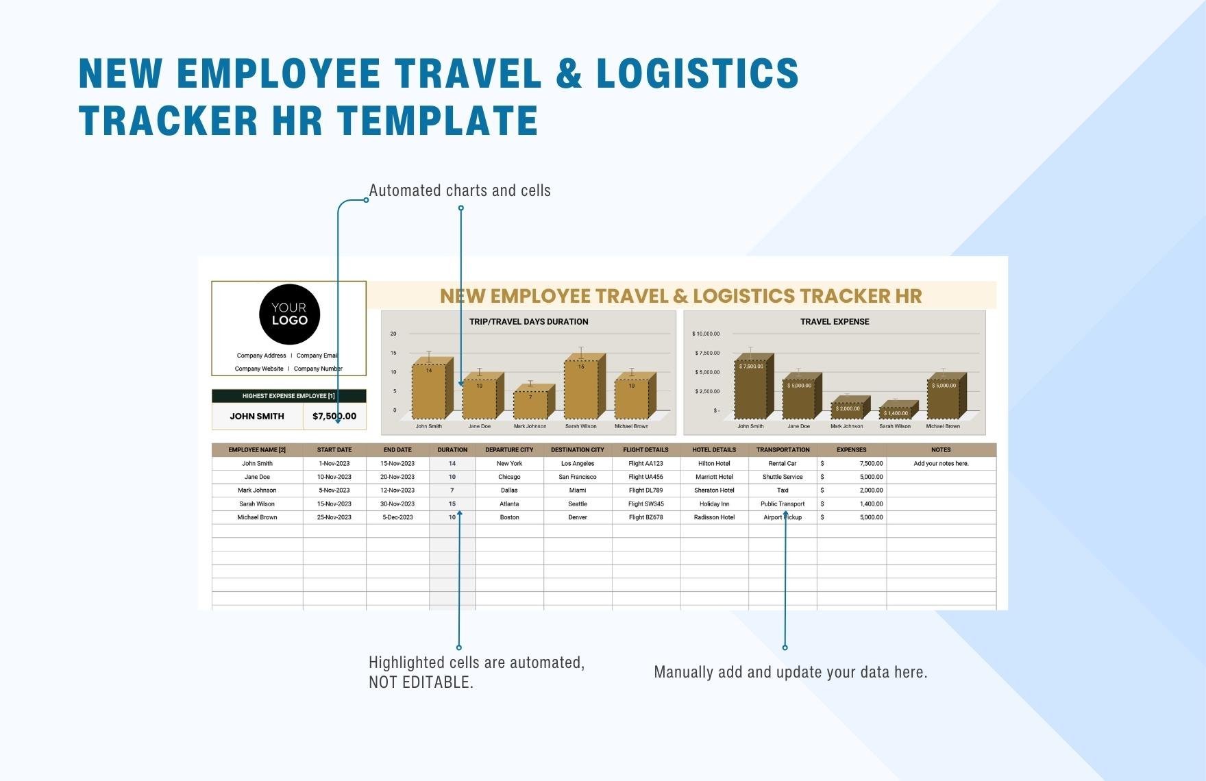 New Employee Travel & Logistics Tracker HR Template