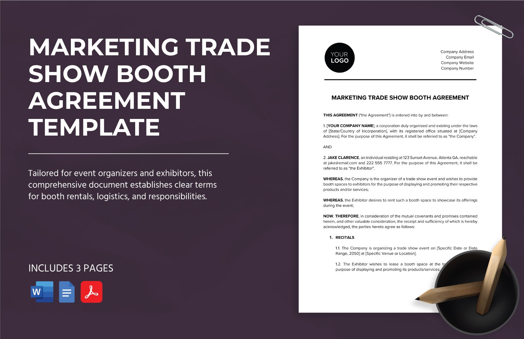 Marketing Trade Show Booth Agreement Template in Word, Google Docs, PDF