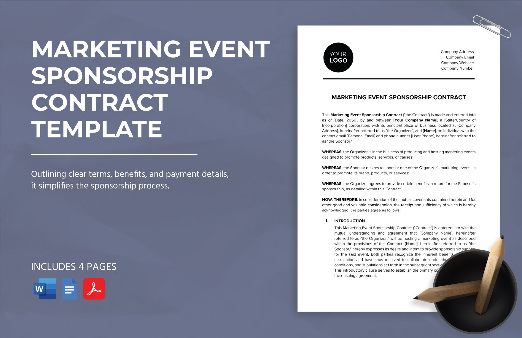 Marketing Event Sponsorship Contract Template in Word, Google Docs, PDF