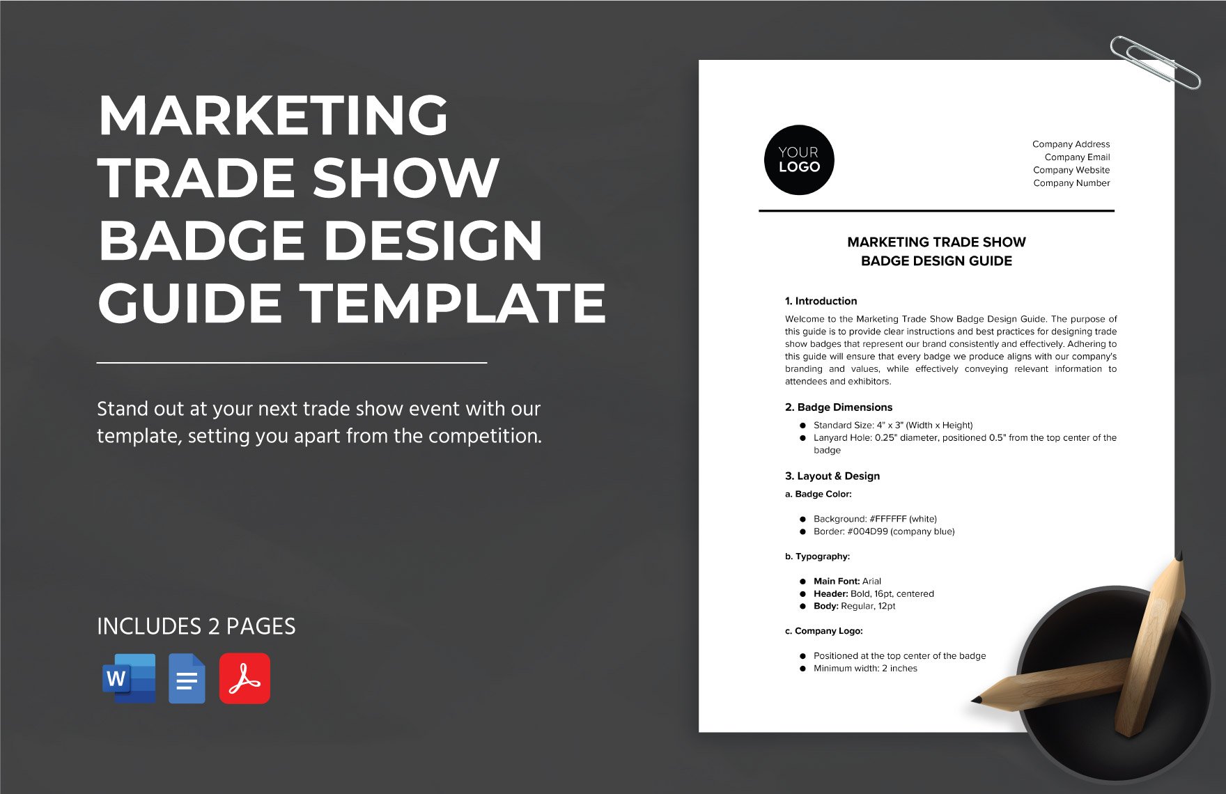 Marketing Trade Show Badge Design Guide Template in Word, Google Docs, PDF
