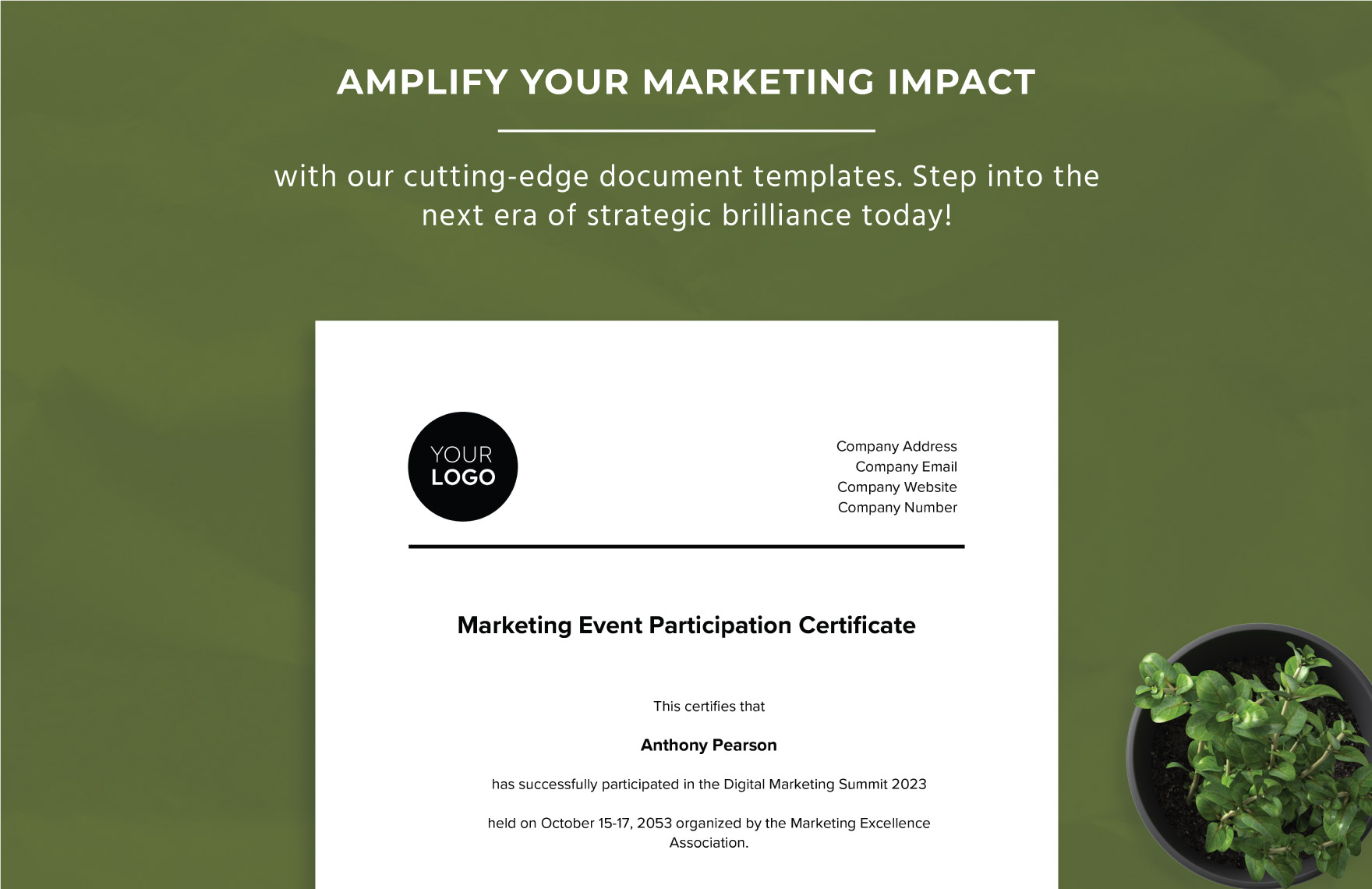 Marketing Event Participation Certificate Template 