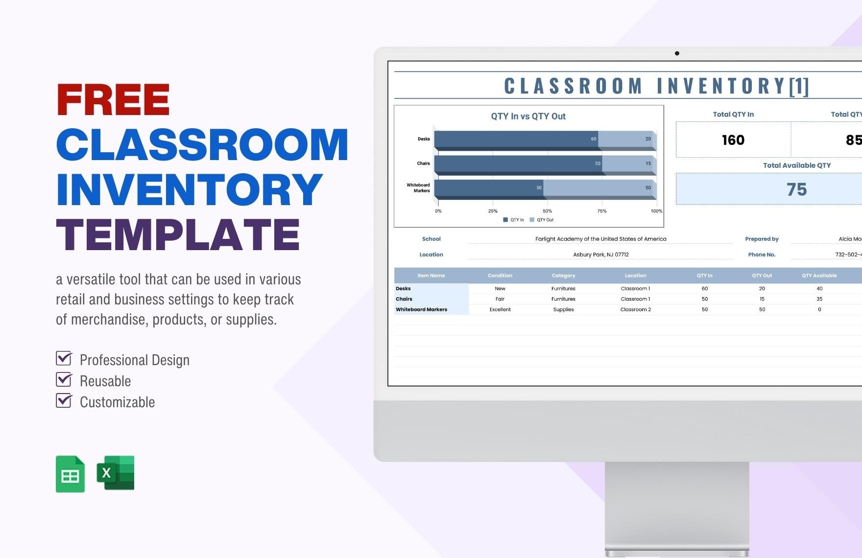 Classroom Inventory Template