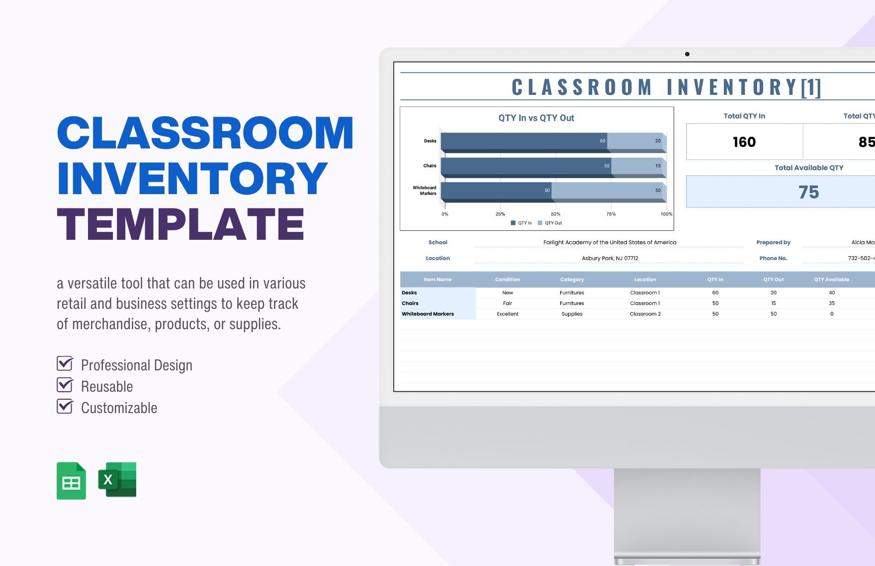 Free Classroom Inventory Template in Excel, Google Sheets