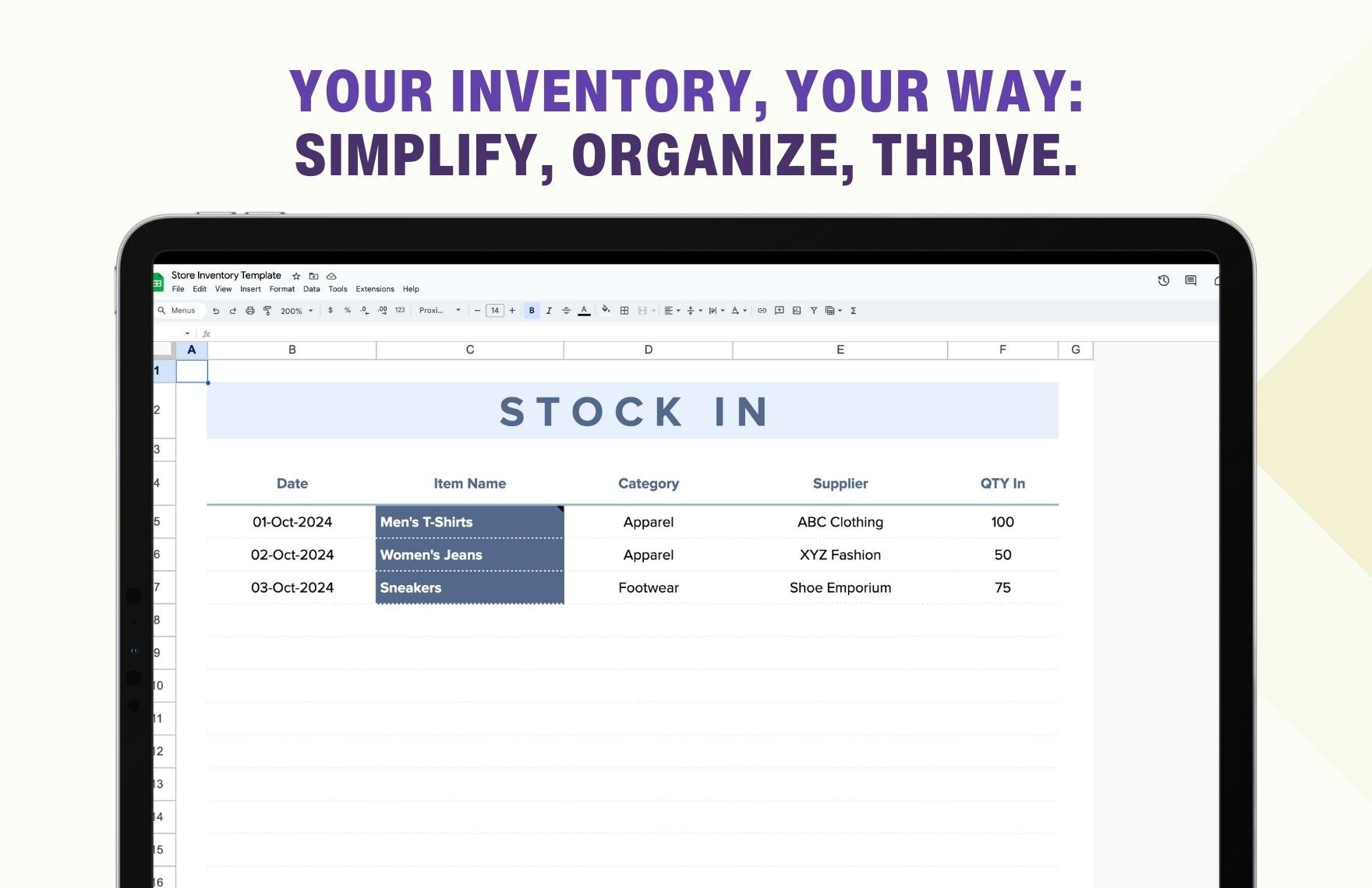 Store Inventory Template