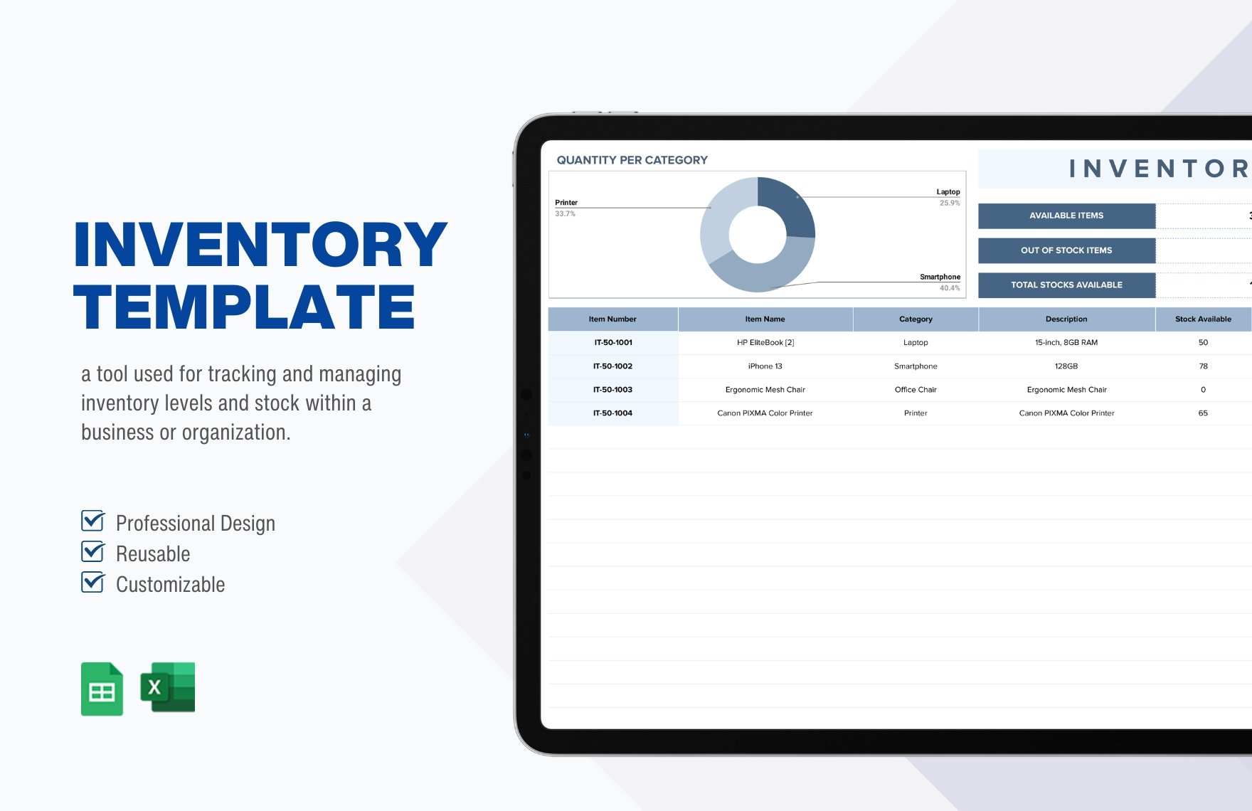 Free Inventory Template in Excel, Google Sheets