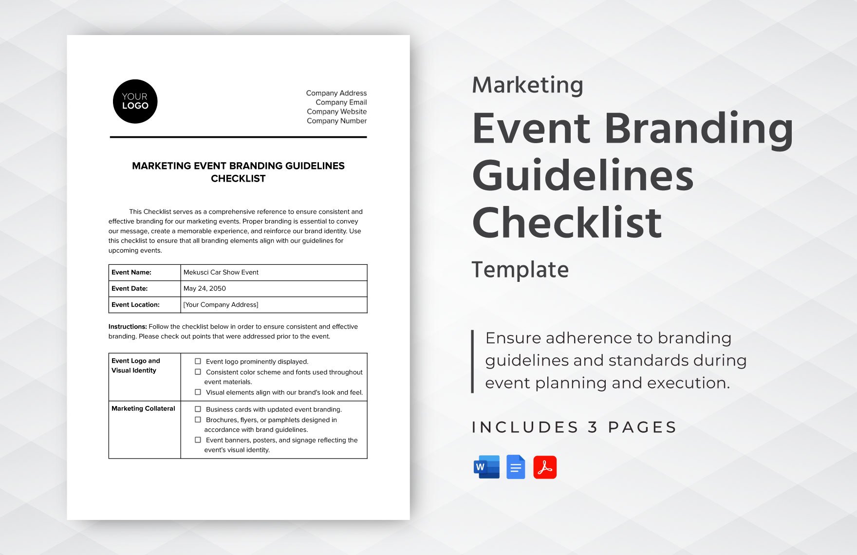 Marketing Event Branding Guidelines Checklist Template in Word, Google Docs, PDF