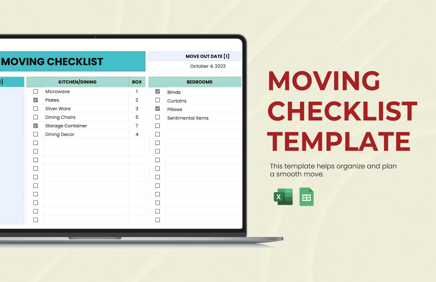 Free Moving Checklist Template in Excel, Google Sheets