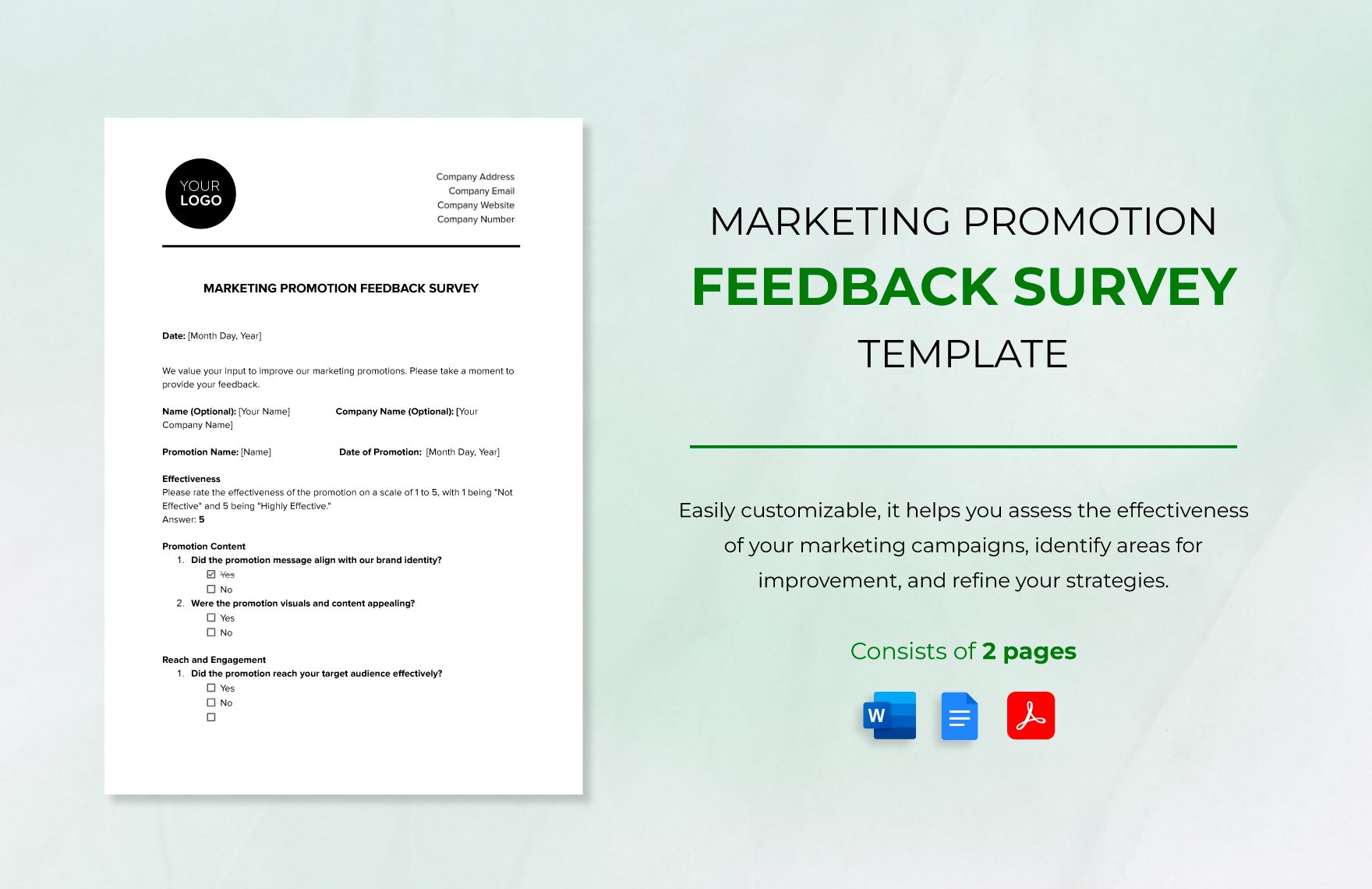Marketing Promotion Feedback Survey Template