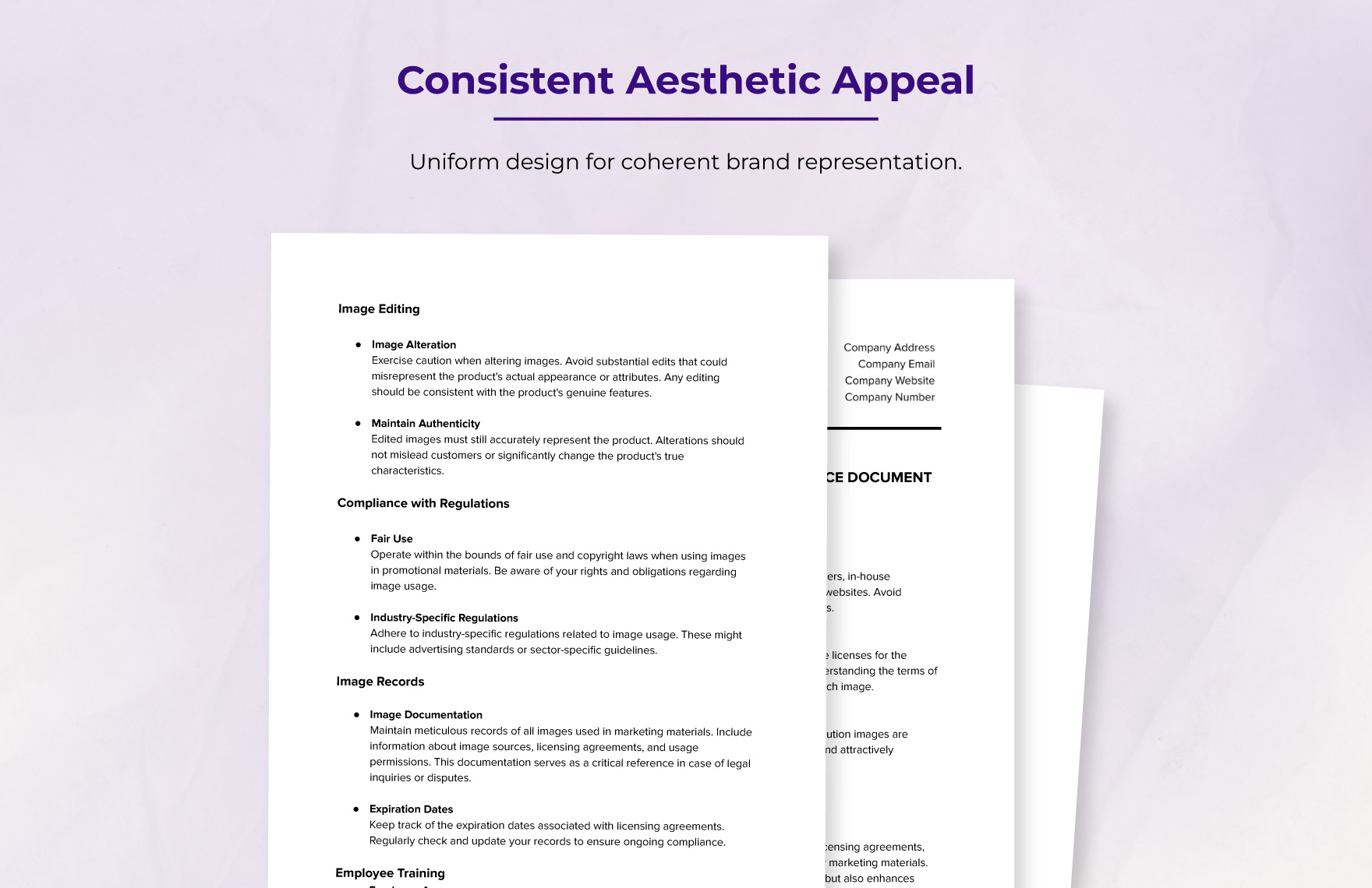 Marketing Product Image Compliance Document Template