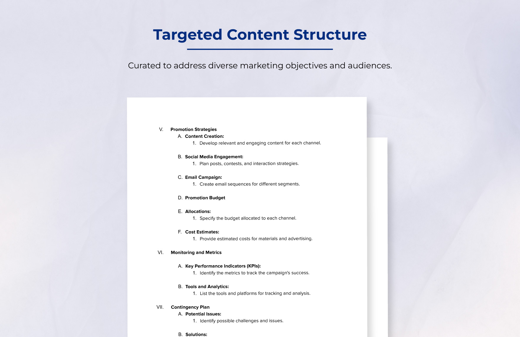 Marketing Product Promotion Plan Outline Template