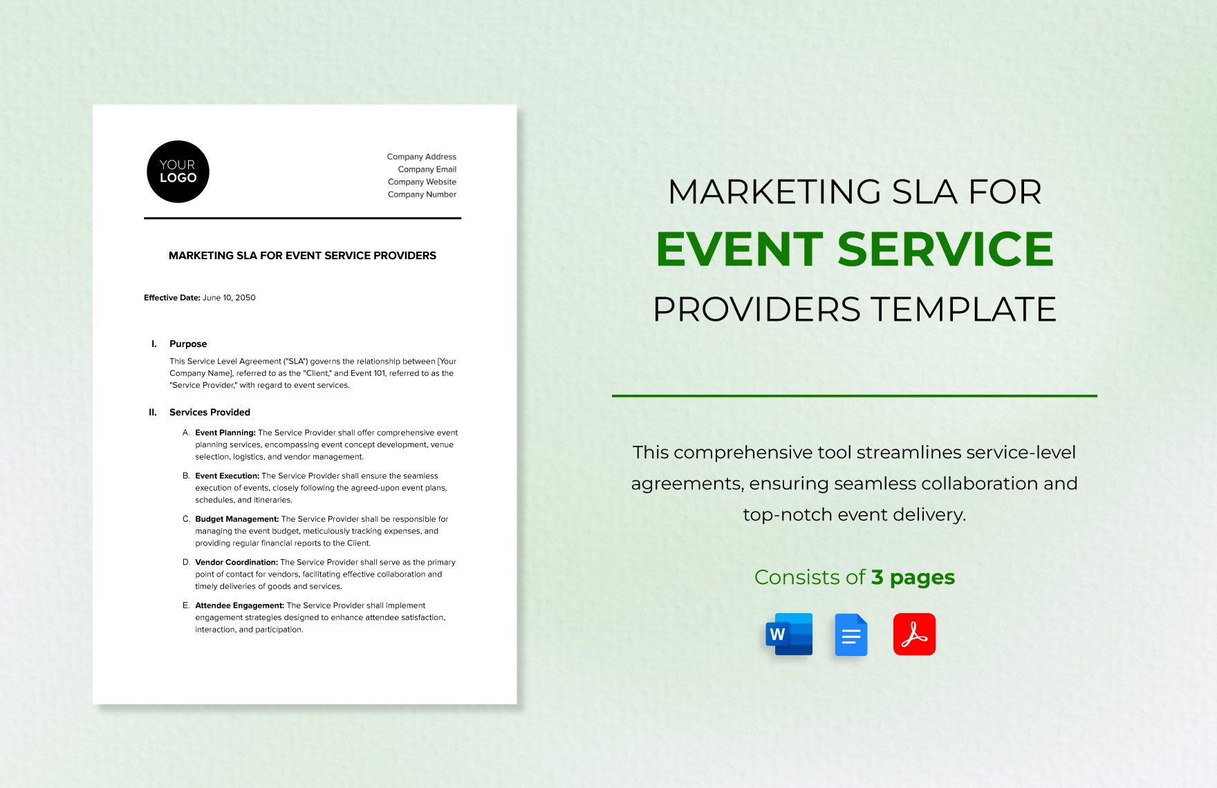 Marketing SLA for Event Service Providers Template