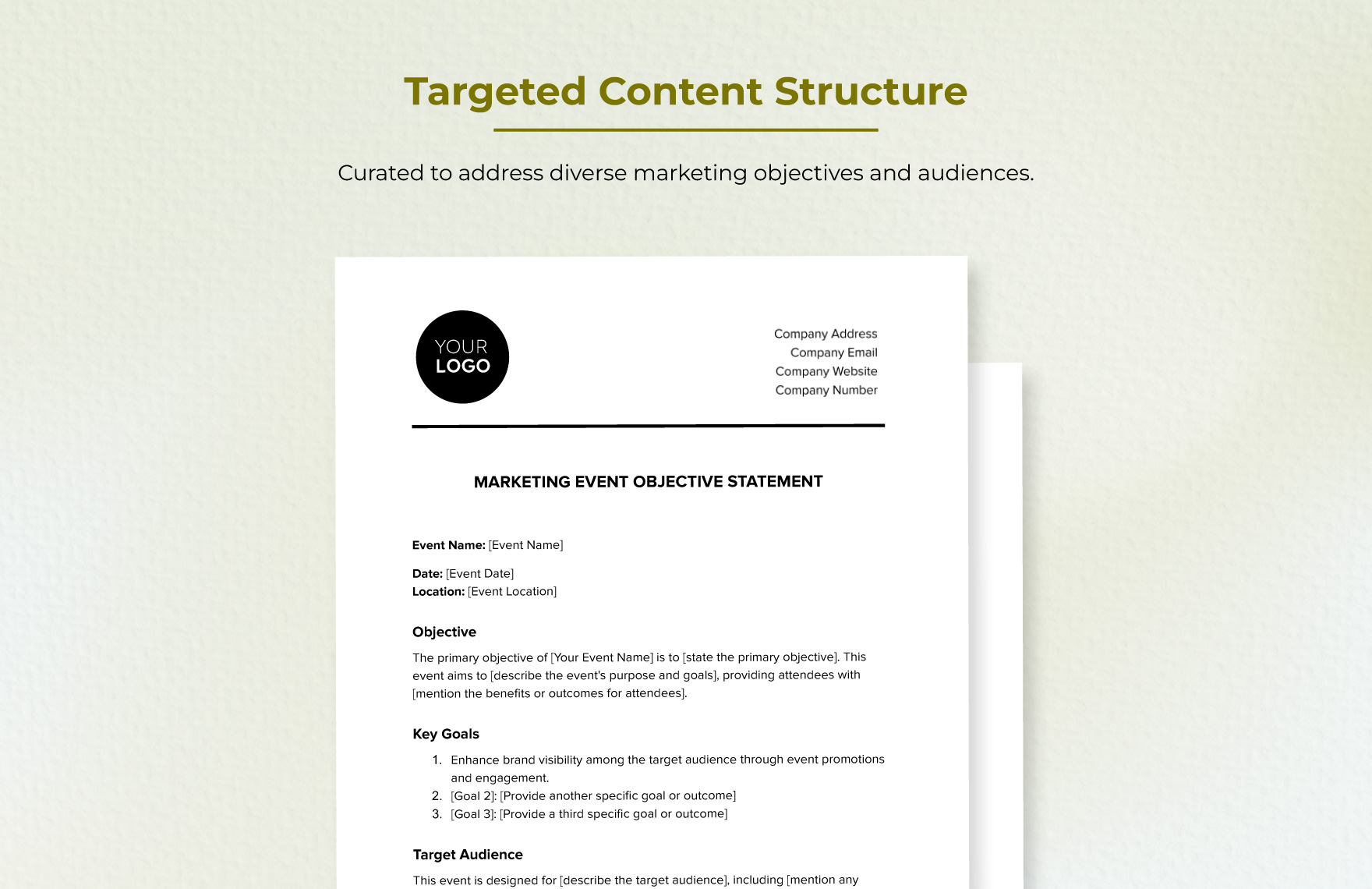 Marketing Event Objective Statement Template