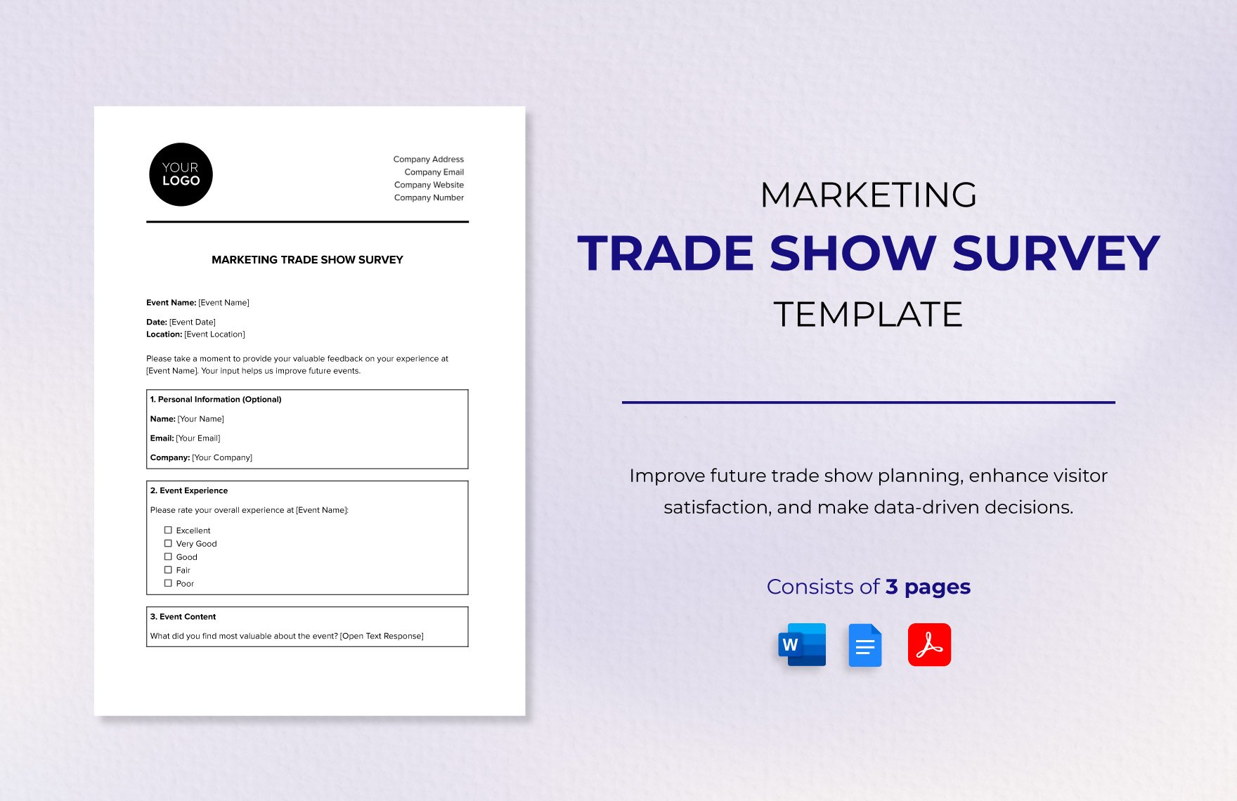 Marketing Trade Show Survey Template in Word, Google Docs, PDF