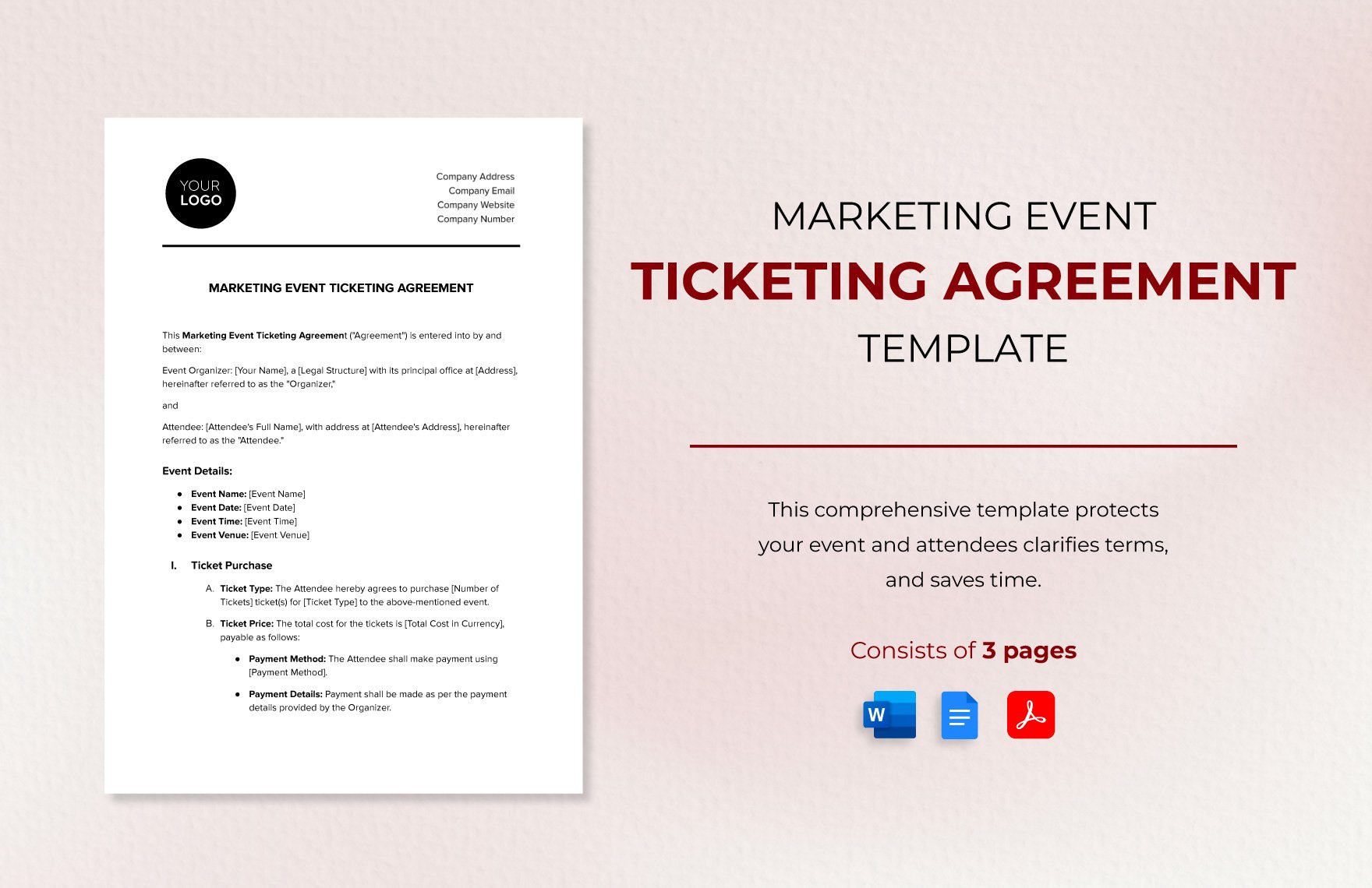 Marketing Event Ticketing Agreement Template in Word, Google Docs, PDF
