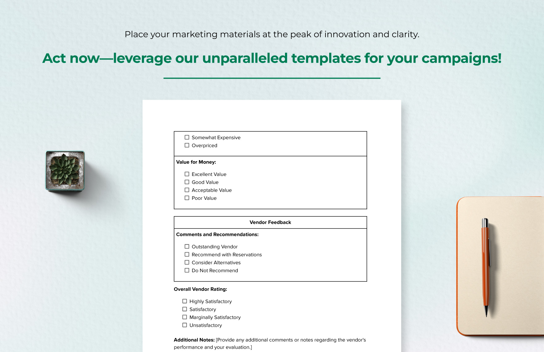 Marketing Vendor Evaluation Checklist Template