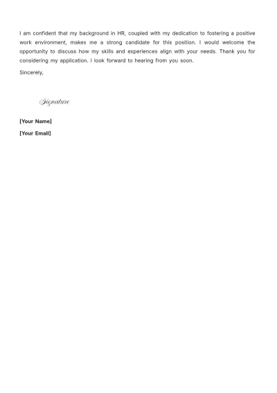 Free HR Coordinator Cover Letter to Edit Online