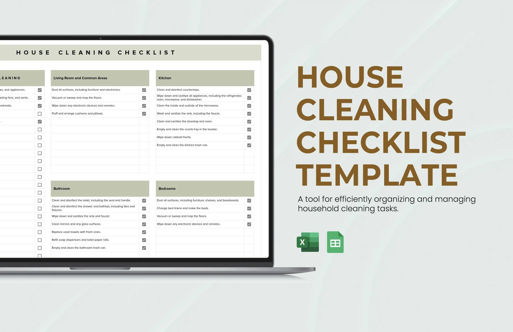 Free House Cleaning Checklist Template in Excel, Google Sheets