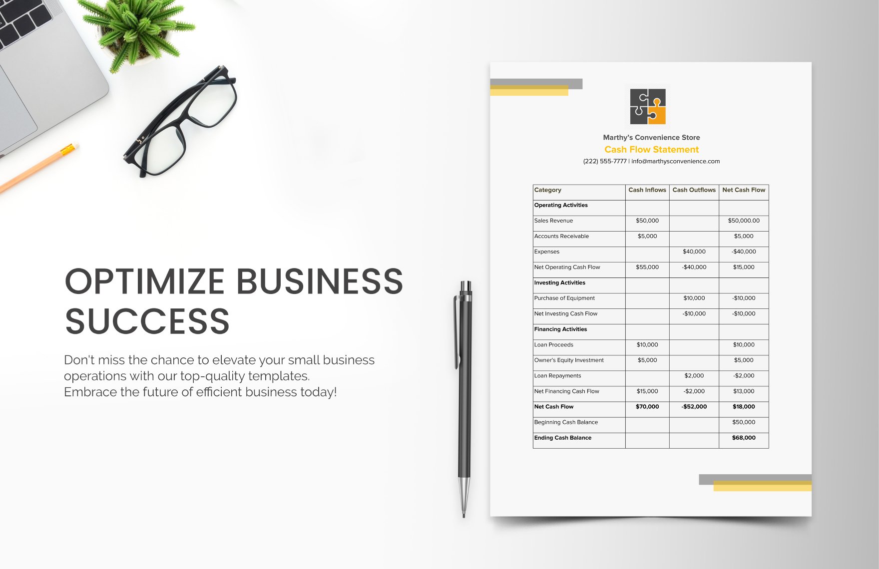Small Business Cash Flow Template