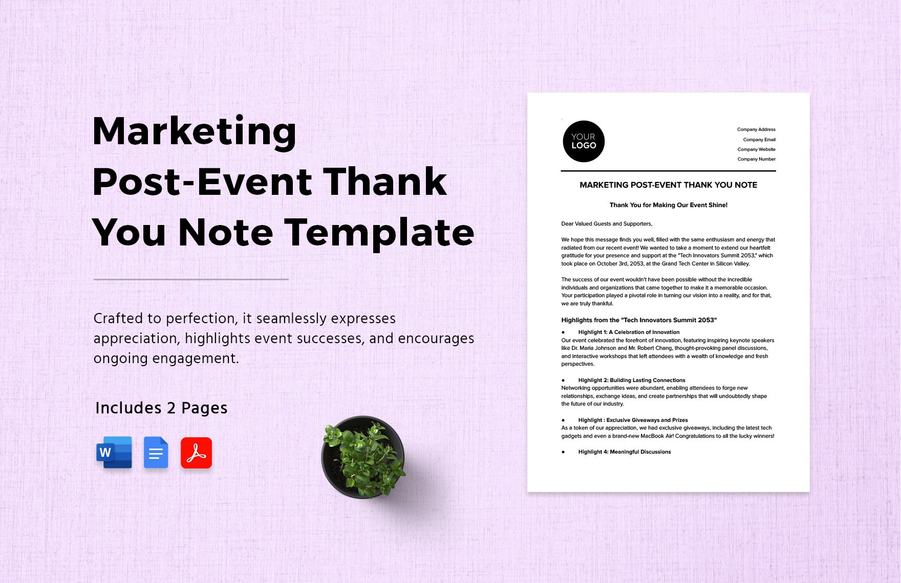 Marketing Post-Event Thank You Note Template
