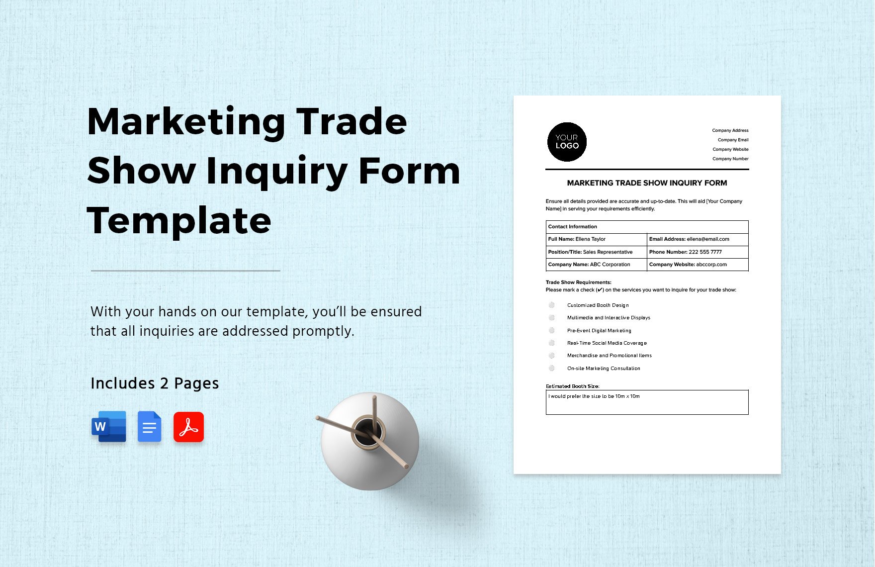 Marketing Trade Show Inquiry Form Template in Word, Google Docs, PDF