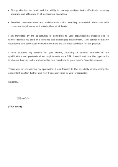 Free Accountant Cover Letter to Edit Online