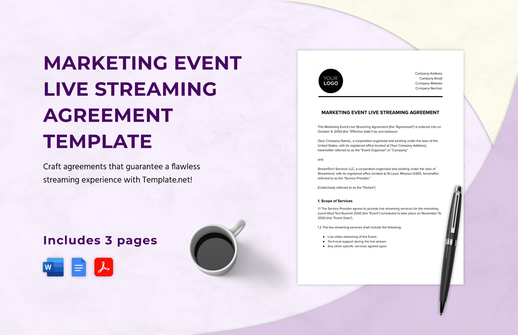 Marketing Event Live Streaming Agreement Template in Word, Google Docs, PDF