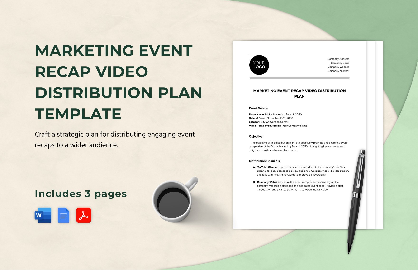 Marketing Event Recap Video Distribution Plan Template in Word, Google Docs, PDF